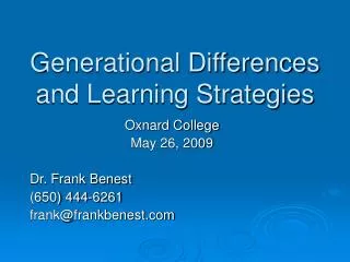 Generational Differences and Learning Strategies