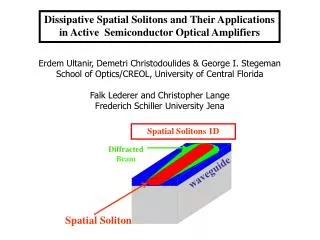 Erdem Ultanir, Demetri Christodoulides &amp; George I. Stegeman School of Optics/CREOL, University of Central Florida Fa