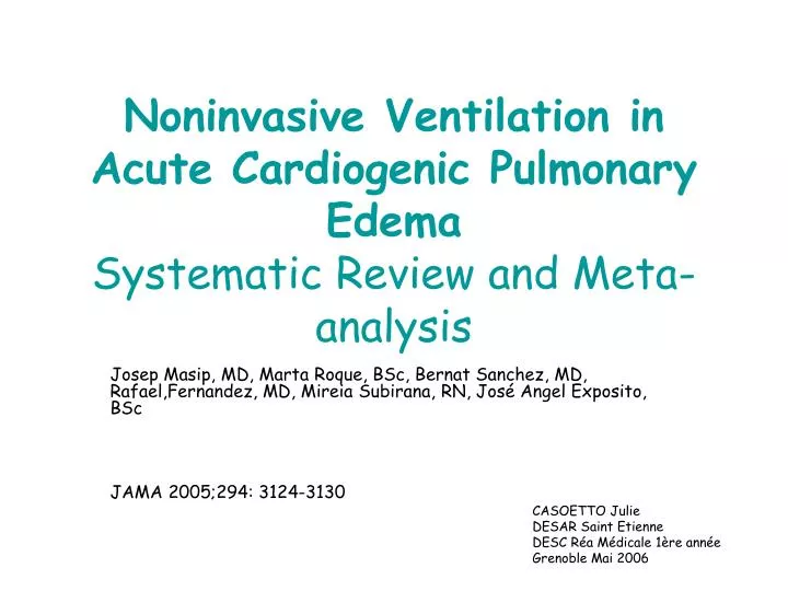 noninvasive ventilation in acute cardiogenic pulmonary edema systematic review and meta analysis