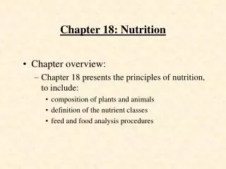 Chapter 18: Nutrition