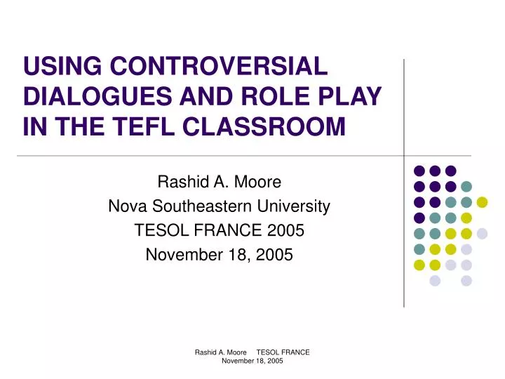 using controversial dialogues and role play in the tefl classroom