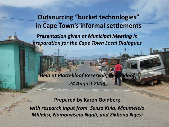 outsourcing bucket technologies in cape town s informal settlements