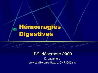 Hémorragies Digestives