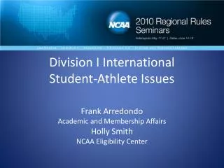 Division I International Student-Athlete Issues