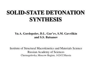 SOLID-STATE DETONATION SYNTHESIS