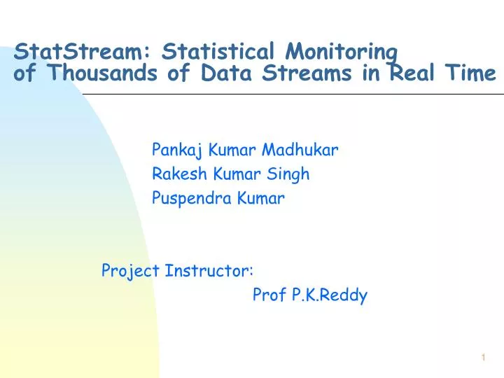 statstream statistical monitoring of thousands of data streams in real time