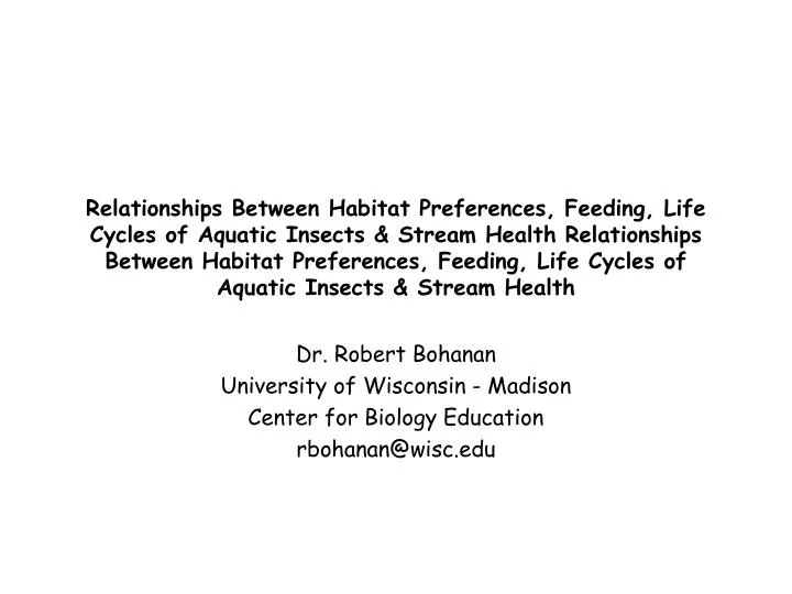 dr robert bohanan university of wisconsin madison center for biology education rbohanan@wisc edu