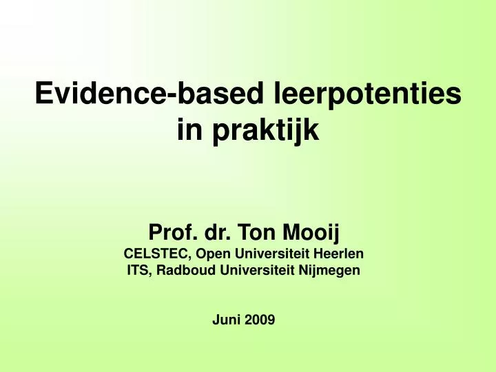 evidence based leerpotenties in praktijk