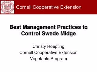 Best Management Practices to Control Swede Midge