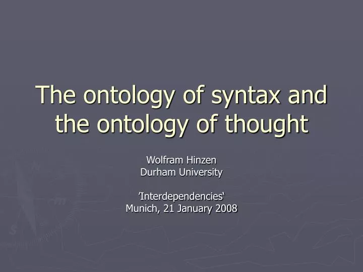 the ontology of syntax and the ontology of thought