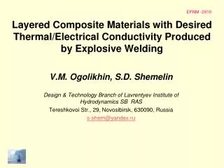 Layered Composite Materials with Desired Thermal/Electrical Conductivity Produced by Explosive Welding