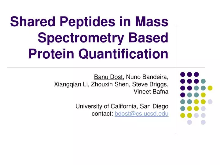 shared peptides in mass spectrometry based protein quantification