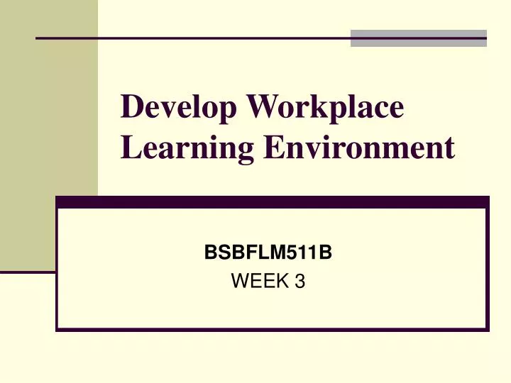 develop workplace learning environment