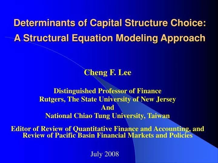 determinants of capital structure choice a structural equation modeling approach