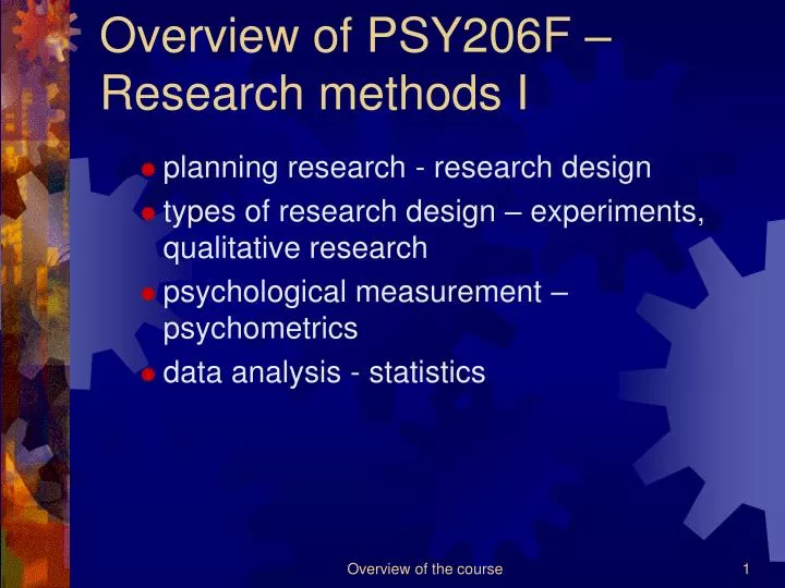 overview of psy206f research methods i