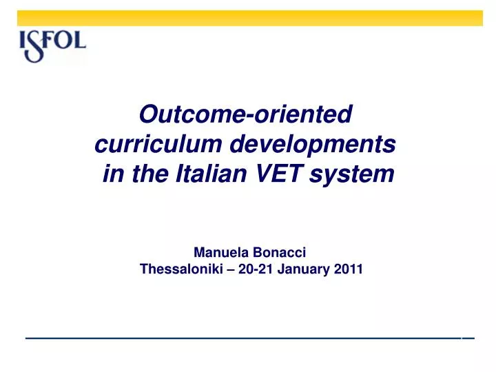 outcome oriented curriculum developments in the italian vet system