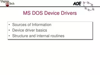 MS DOS Device Drivers