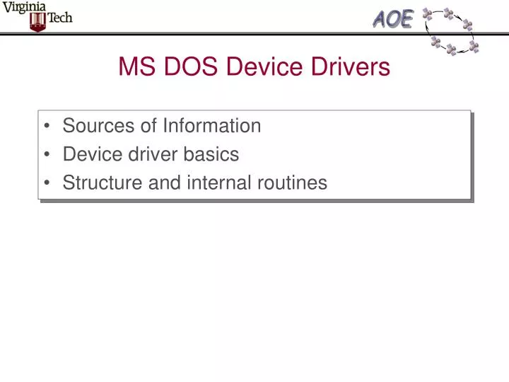 ms dos device drivers