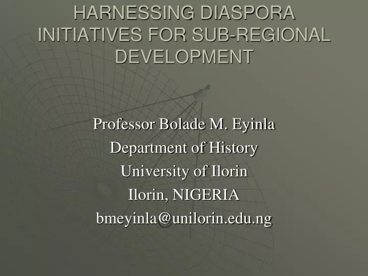 harnessing diaspora initiatives for sub regional development