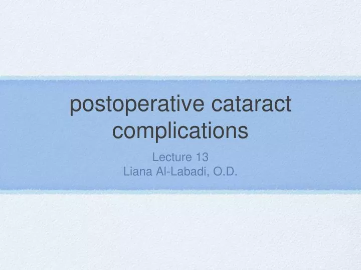 postoperative cataract complications