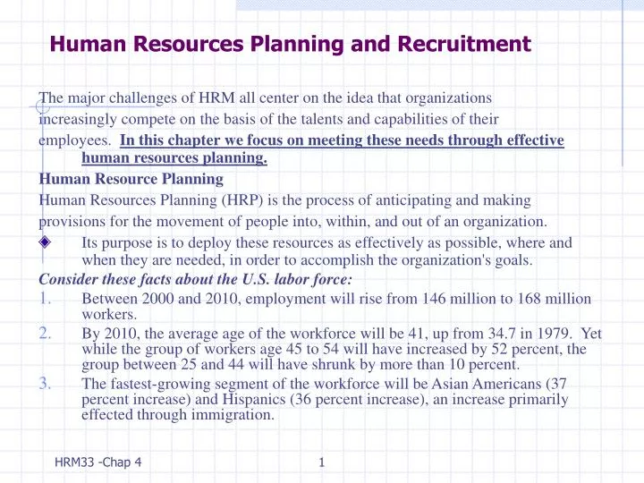human resources planning and recruitment