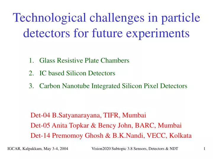 technological challenges in particle detectors for future experiments