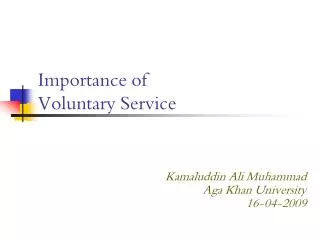 Importance of Voluntary Service