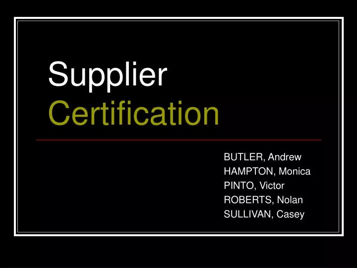 supplier certification