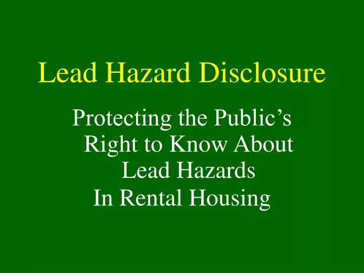 lead hazard disclosure