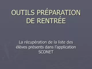 outils pr paration de rentr e