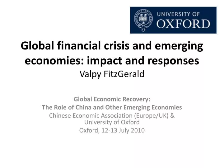 global financial crisis and emerging economies impact and responses valpy fitzgerald