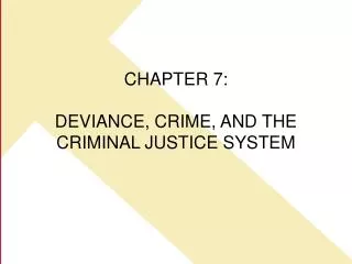 CHAPTER 7: DEVIANCE, CRIME, AND THE CRIMINAL JUSTICE SYSTEM