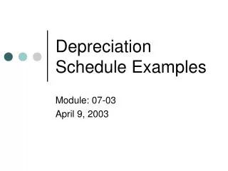 Depreciation Schedule Examples