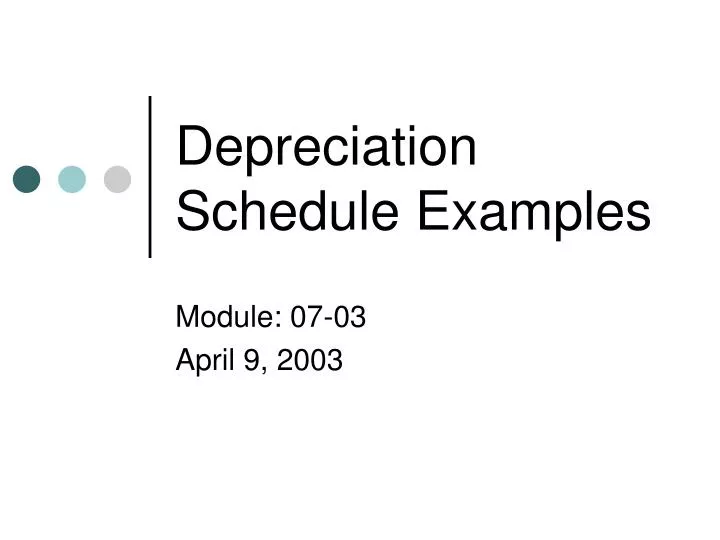 depreciation schedule examples