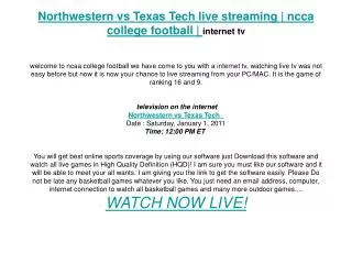 Northwestern vs Texas Tech live streaming | ncca college foo