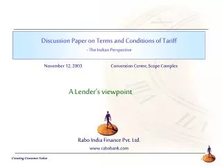 Discussion Paper on Terms and Conditions of Tariff - The Indian Perspective