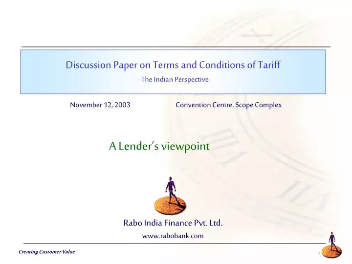discussion paper on terms and conditions of tariff the indian perspective