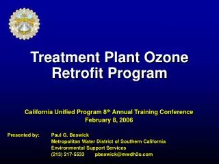 Treatment Plant Ozone Retrofit Program