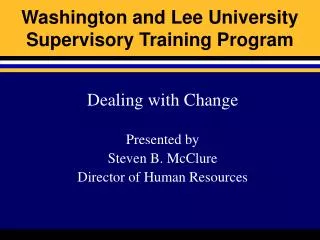Washington and Lee University Supervisory Training Program