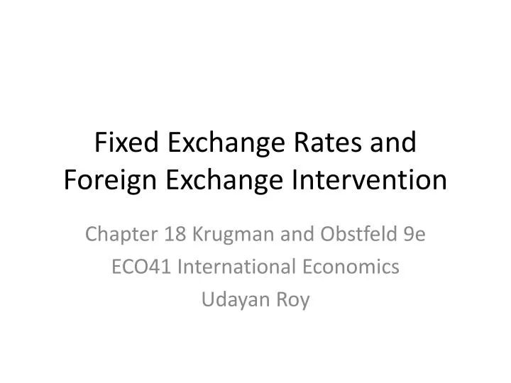 fixed exchange rates and foreign exchange intervention