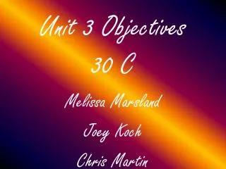 Unit 3 Objectives 30 C