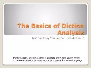 The Basics of Diction Analysis