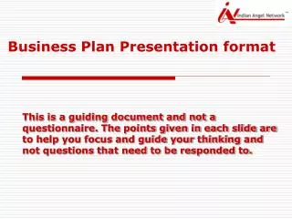 Business Plan Presentation format