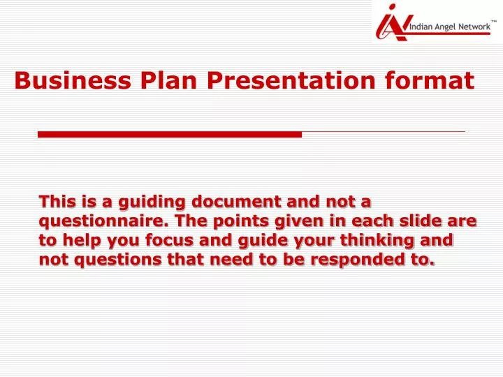 business plan presentation format