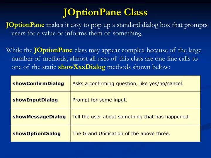 joptionpane class