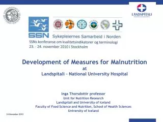 Development of Measures for Malnutrition at Landspitali – National University Hospital