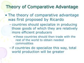 Theory of Comparative Advantage