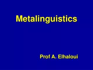 Metalinguistics