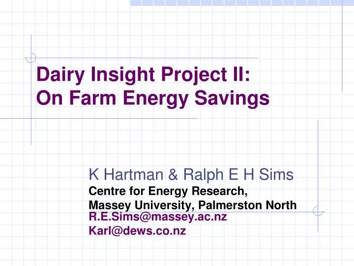 dairy insight project ii on farm energy savings