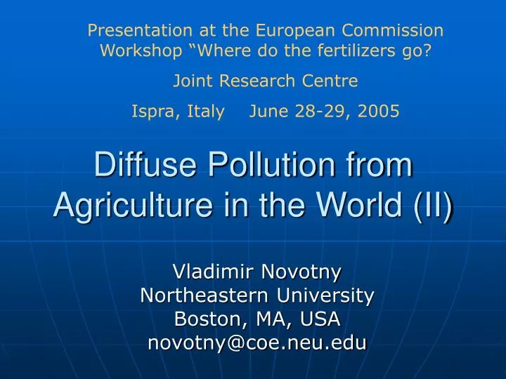 diffuse pollution from agriculture in the world ii